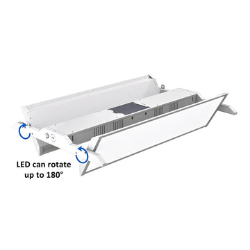 LED Rotatable Linear High Bay, 4ft, 300W/255W/225W/200W/165W, Selectable Wattage & CCT, 50400 Lumens